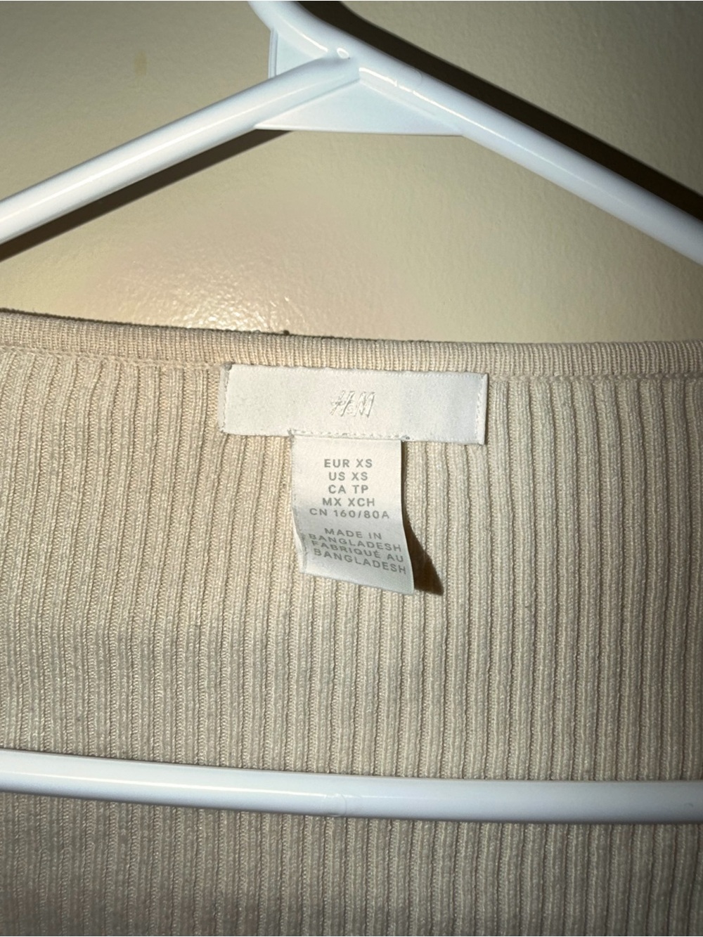 H&M Ribbed Button-Front Cardigan - Cream - Picture 2 of 2